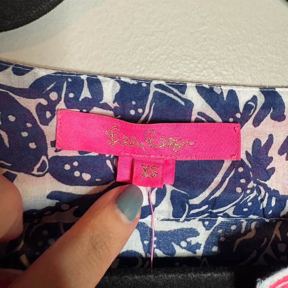 NWT Lilly Pulitzer Ocean Cove Tunic Top Oyster Bay Blue Krillin It - Picture 4 of 6